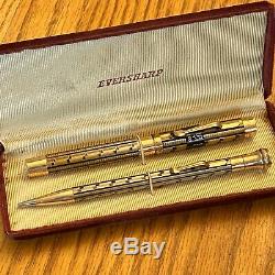 Vintage Wahl Eversharp Lakeside Fountain Pen Pencil Set Gold Filled Black Enamel