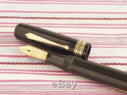 Vintage Waterman Ideal Patrician Senior Gold Emblem Black Art-deco Fountain Pen