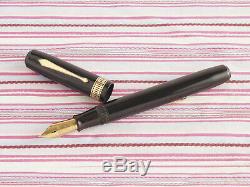 Vintage Waterman Ideal Patrician Senior Gold Emblem Black Art-deco Fountain Pen