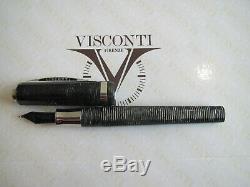 Visconti Wall Street grey-black celluloid Fountain pen 23kt Pd Medium nib MIB