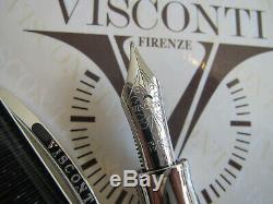 Visconti Wall Street grey-black celluloid Fountain pen 23kt Pd Medium nib MIB