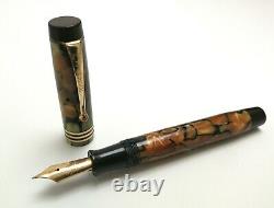 Vtg 20s Parker Duofold DeLuxe Junior Fountain Pen 14k Gold Nib Marbled 11.5cm