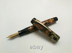 Vtg 20s Parker Duofold DeLuxe Junior Fountain Pen 14k Gold Nib Marbled 11.5cm