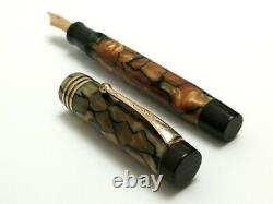 Vtg 20s Parker Duofold DeLuxe Junior Fountain Pen 14k Gold Nib Marbled 11.5cm