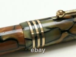 Vtg 20s Parker Duofold DeLuxe Junior Fountain Pen 14k Gold Nib Marbled 11.5cm