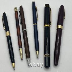 Vtg LOT 6 Sheaffer White Dot Fountain Pen Black Waterman Ballpoint Bradley