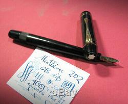 Vtg Montblanc 202 Safety OB 14c Gold Nib Flex 1930s Fountain Pen Pocket Clip