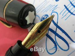 Vtg Montblanc 202 Safety OB 14c Gold Nib Flex 1930s Fountain Pen Pocket Clip