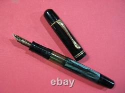 Vtg Pelikan 100n Fountain Pen VERY CLEAN! 14k. 585 Gold Nib New Piston Green