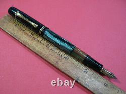 Vtg Pelikan 100n Fountain Pen VERY CLEAN! 14k. 585 Gold Nib New Piston Green