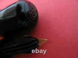 Vtg Pelikan 100n Fountain Pen VERY CLEAN! 14k. 585 Gold Nib New Piston Green