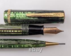 WASP The Clipper Green Black 14K Gold Nib Fountain Pen &Mechanical Pencil Set