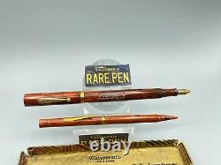 WATERMAN 52 RIPPLE Fountain Pen + Pencil CANADA 14K #2 Flex Nib Restored Boxed