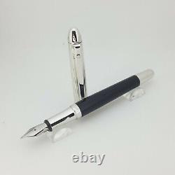 Waldmann Pocket Fountain Pen Black Lacquer Medium Nib Sterling Silver
