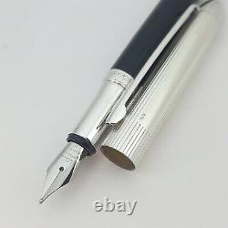 Waldmann Pocket Fountain Pen Black Lacquer Medium Nib Sterling Silver