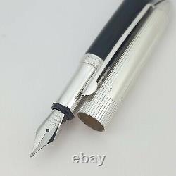 Waldmann Sterling Silver Fountain Pen Black Lacquer Pocket Medium Nib