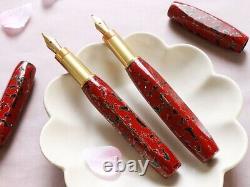 Wancher Japanese Lacquer Tsugaru Urushi & Shell Fountain Pen Red Nib/SS NWB