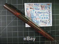 Waterman 15 Red & Black Mottled HR Fountain Pen Eyedropper vtg #5 14k Gold Nib