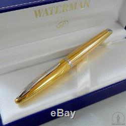 Waterman Carene Meridians Gold Plated PT Fountain Pen 18K-750 Medium Nib