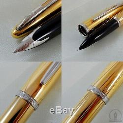 Waterman Carene Meridians Gold Plated PT Fountain Pen 18K-750 Medium Nib