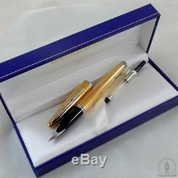 Waterman Carene Meridians Gold Plated PT Fountain Pen 18K-750 Medium Nib