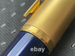 Waterman Edson Sapphire Blue 23Kt Gold-Plated Satin Cap Medium Pt. 18kt Gol Nib