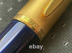 Waterman Edson Sapphire Blue 23Kt Gold-Plated Satin Cap Medium Pt. 18kt Gol Nib
