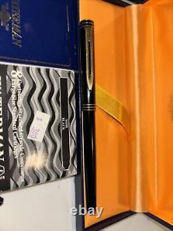 Waterman Exclusive Fountain Pen Black Lacquer 18K Gold Nib France