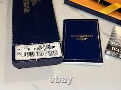 Waterman Exclusive Fountain Pen Black Lacquer 18K Gold Nib France