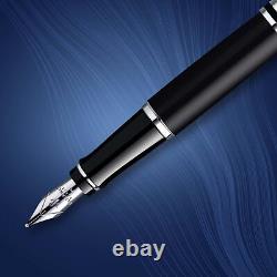 Waterman Expert Fountain Pen, Matte Black with Chrome Trim, Fine Nib with Blu