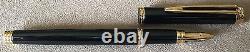 Waterman Gentleman Fountain Pen Black Lacquer & Gold 18K Gold Broad Pt In Box