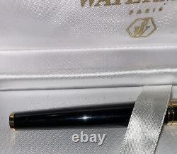 Waterman L'Etalon Fountain Pen Deep Black and Gold In Box With Manual EXC! Mint
