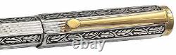 Xezo Hand-etched, Diamond cut Legionnaire 18K Gold Platinum Pl Fine Fountain Pen