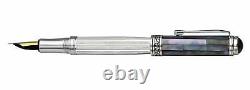 Xezo Handcrafted Maestro 925 Sterling Silver Black Mother of Pearl Fountain Pen