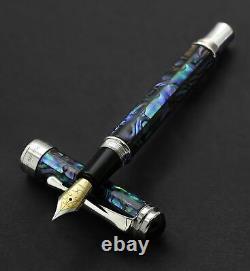 Xezo Handcrafted Maestro Sea Shell Fountain Pen, Medium Nib. Platinum Plated, LE