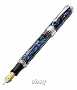 Xezo Handcrafted Maestro Sea Shell Fountain Pen, Medium Nib. Platinum Plated, LE