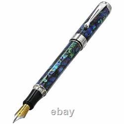 Xezo Handcrafted Maestro Sea Shell Fountain Pen, Medium Nib. Platinum Plated, LE
