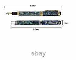 Xezo Handcrafted Maestro Sea Shell Fountain Pen, Medium Nib. Platinum Plated, LE