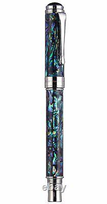 Xezo Handcrafted Maestro Sea Shell Fountain Pen, Medium Nib. Platinum Plated, LE