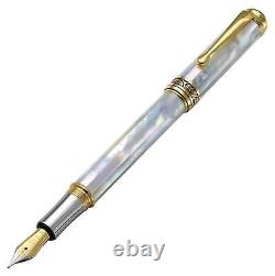 Xezo Handcrafted Maestro White Mother of Pearl Medium Fountain Pen. LE, Handmade