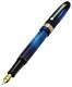 Xezo Handmade Phantom Stardust Blue Fountain Pen, Fine Nib. Gold Plated, Le