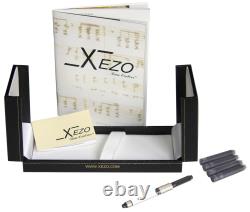 Xezo Maestro 925 Black MOP & Sterling Silver Med Fountain Pen, Platinum Plated