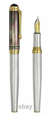 Xezo Maestro 925 Sterling Silver Tahitian Mother of Pearl Fine Fountain Pen