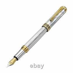 Xezo Maestro 925 Sterling Silver & White Mother of Pearl Fountain Pen, Fine Nib