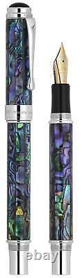 Xezo Maestro Abalone Extra Fine Fountain Pen. 999 Platinum Plated. Handmade, LE