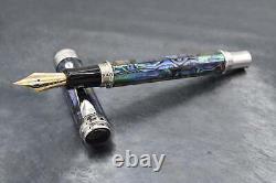 Xezo Maestro Abalone Extra Fine Fountain Pen. 999 Platinum Plated. Handmade, LE