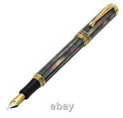 Xezo Maestro Black MOP Fine Fountain Pen, 18K Gold Plated. Handmade, LE