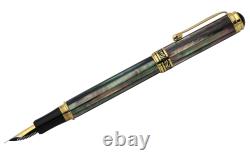 Xezo Maestro Black MOP Fine Fountain Pen, 18K Gold Plated. Handmade, LE