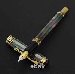 Xezo Maestro Black MOP Fine Fountain Pen, 18K Gold Plated. Handmade, LE