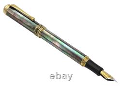 Xezo Maestro Black MOP Fine Fountain Pen, 18K Gold Plated. Handmade, LE